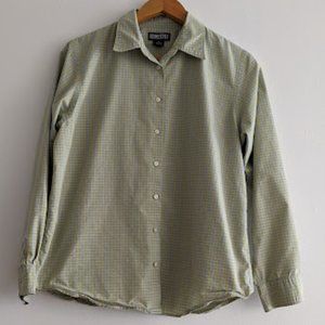 Lands' End Green and Blue Plaid Button Down Size 14